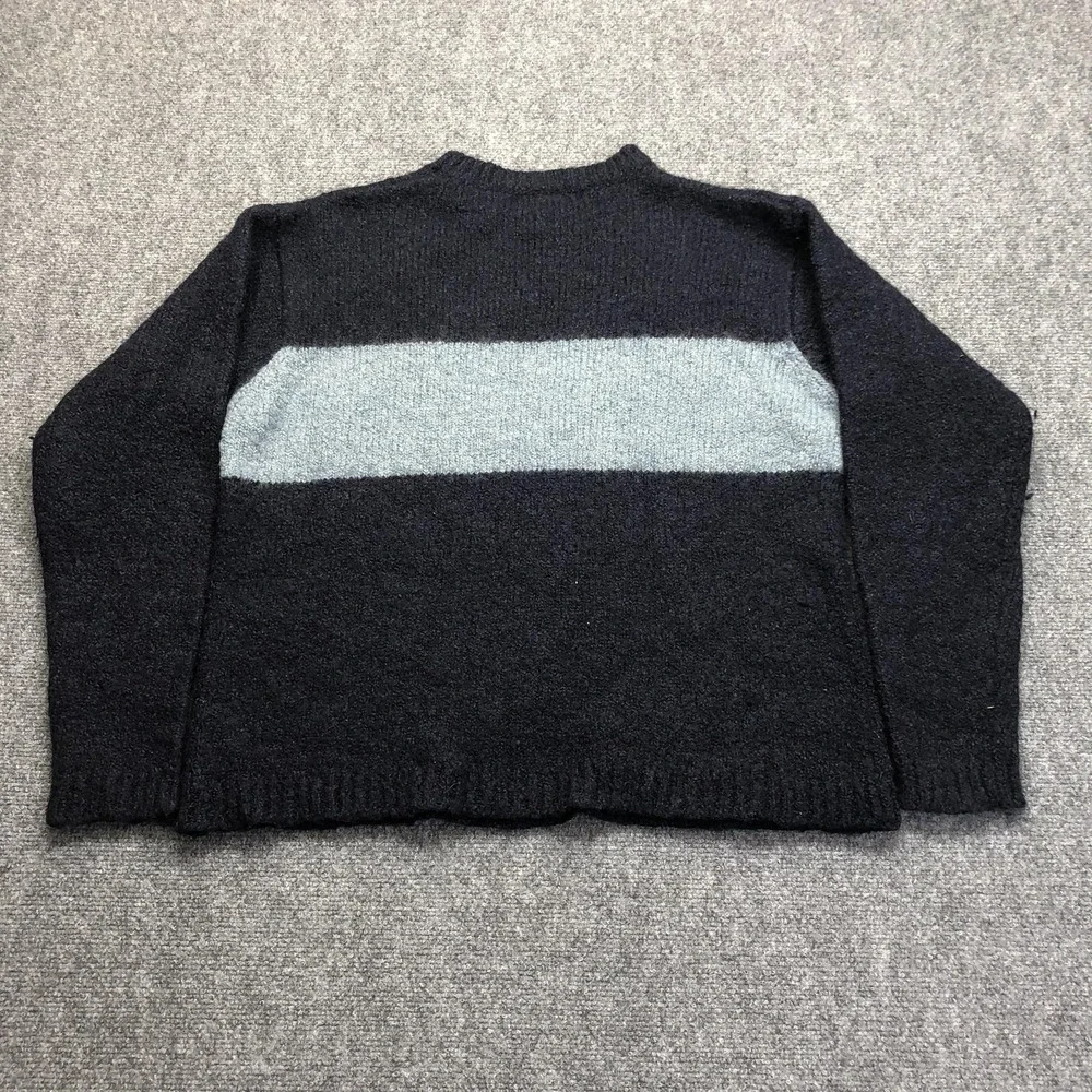 Vintage Old Navy Sweater Mens Large Blue Stripe Crewneck Wool Blend Pullover